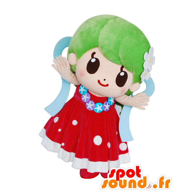 Mascotte de Yuririn, de fillette, en robe avec des cheveux verts - MASFR25361 - Mascottes Yuru-Chara Japonaises