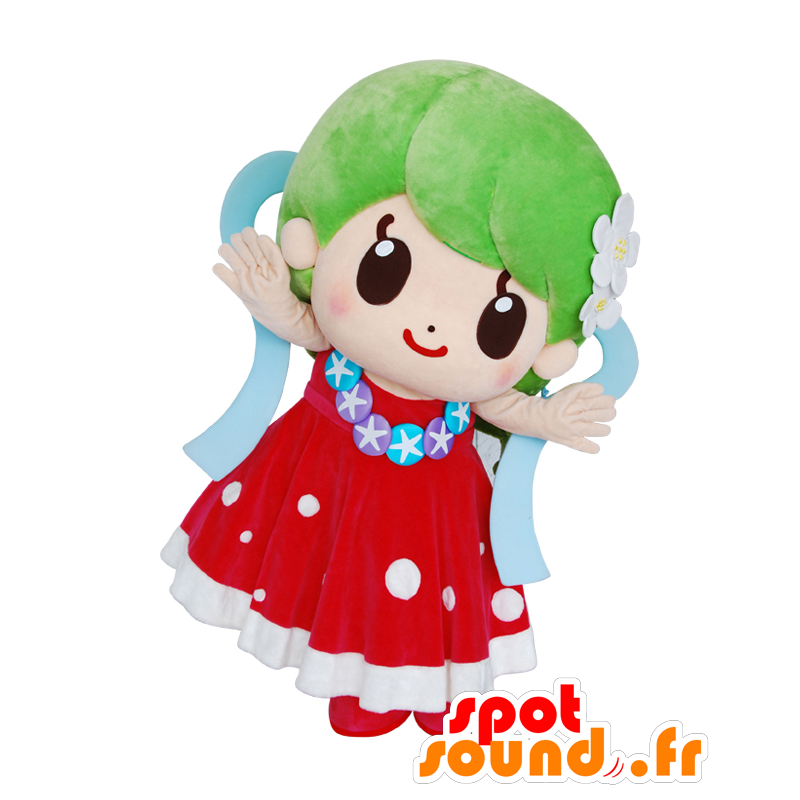 Yuririn mascotte, ragazza, vestito con i capelli verdi - MASFR25361 - Yuru-Chara mascotte giapponese