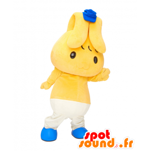 Mascotte de Mimippukun, lapin, avec un pantalon et une casquette - MASFR25362 - Mascottes Yuru-Chara Japonaises