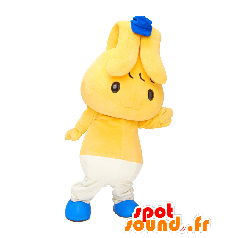 Mascotte de Mimippukun, lapin, avec un pantalon et une casquette - MASFR25362 - Mascottes Yuru-Chara Japonaises