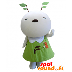 Mascota Mebaechan, oso de peluche blanco, vestido con hojas - MASFR25363 - Yuru-Chara mascotas japonesas