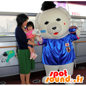 White dog mascot, giant, with a hat - MASFR25365 - Yuru-Chara Japanese mascots
