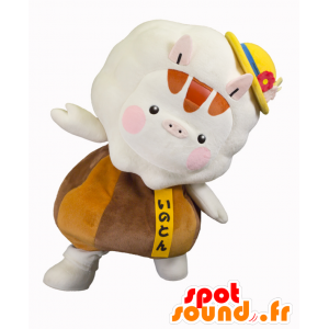 Inoton mascotte, maiale, marrone e arancio frutta - MASFR25370 - Yuru-Chara mascotte giapponese