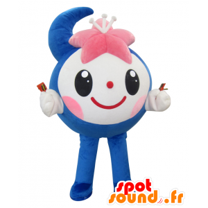 Mascotte de Sakacchi, bonhomme bleu et blanc, de lune souriante - MASFR25371 - Mascottes Yuru-Chara Japonaises