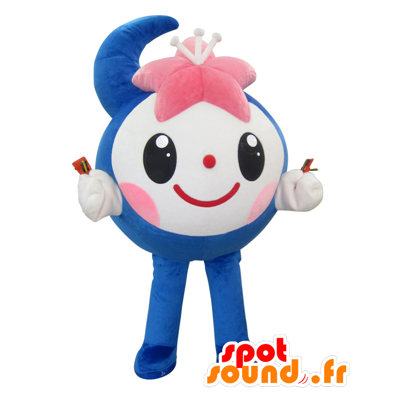 Sakacchi maskot, modrá a bílá muž, usmívající Měsíce - MASFR25371 - Yuru-Chara japonské Maskoti Sakacchi maskot, modrá a bílá muž, usmívající Měsíce - MASFR25371 - Yuru-Chara japonské Maskoti