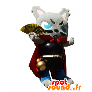 Maskot Nobusama, grå samurai kat, meget majestætisk - Spotsound