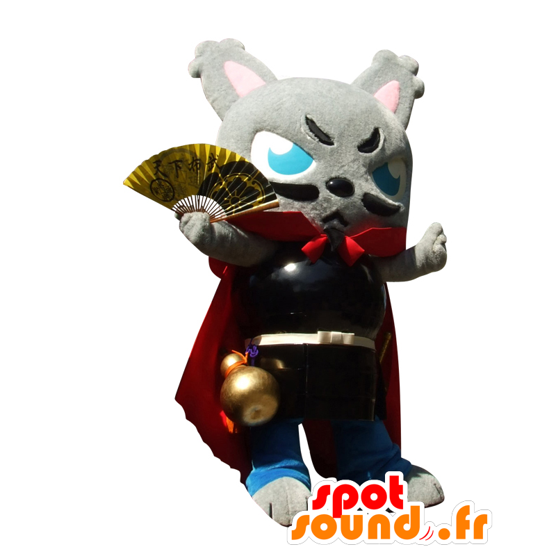 Nobusama mascot, gray cat samurai very majestic - MASFR25374 - Yuru-Chara Japanese mascots