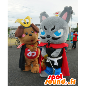 Mascot Nobusama, harmaa kissa samurai hyvin majesteettinen - MASFR25374 - Mascottes Yuru-Chara Japonaises