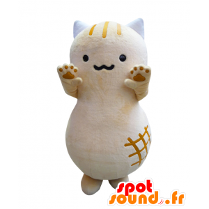 Mascotte de Pinyattsu, chat beige et blanc, avec des griffures - MASFR25376 - Mascottes Yuru-Chara Japonaises