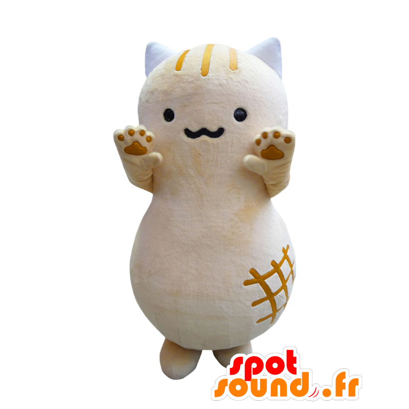 Pinyattsu mascot, beige and white cat with scratches - MASFR25376 - Yuru-Chara Japanese mascots