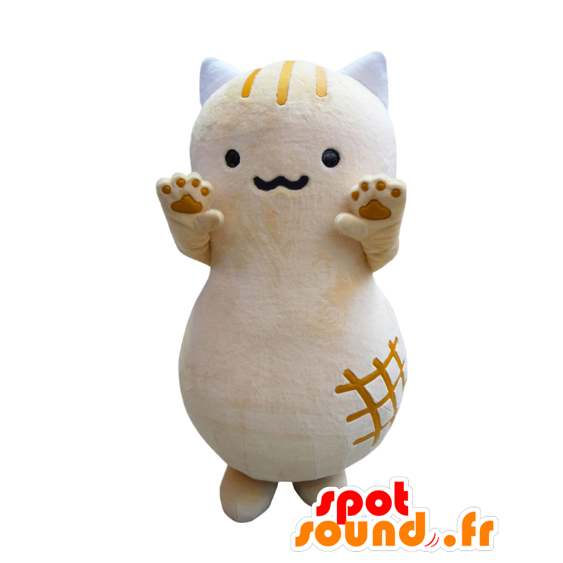 Μασκότ Pinyattsu, μπεζ και άσπρη γάτα με γρατζουνιές - MASFR25376 - Yuru-Χαρά ιαπωνική Μασκότ