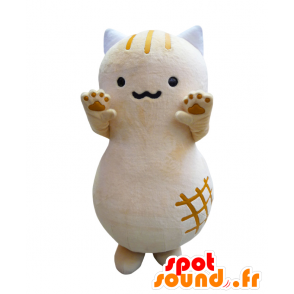 Mascotte de Pinyattsu, chat beige et blanc, avec des griffures - MASFR25376 - Mascottes Yuru-Chara Japonaises