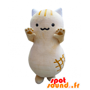 Mascot Pinyattsu, beige ja valkoinen kissa naarmuja - MASFR25376 - Mascottes Yuru-Chara Japonaises