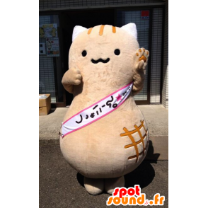 Pinyattsu mascot, beige and white cat with scratches - MASFR25376 - Yuru-Chara Japanese mascots