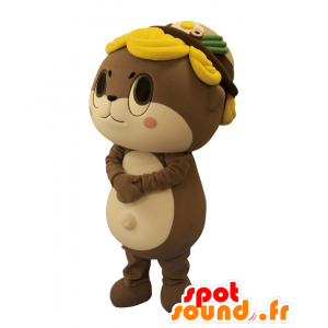 Mascot Shinjou-kun, conejo marrón y blanco con el pelo de color amarillo - MASFR25379 - Yuru-Chara mascotas japonesas