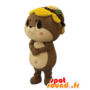 Mascot Shinjou-kun, bruin en wit konijn met geel haar - MASFR25379 - Yuru-Chara Japanse Mascottes