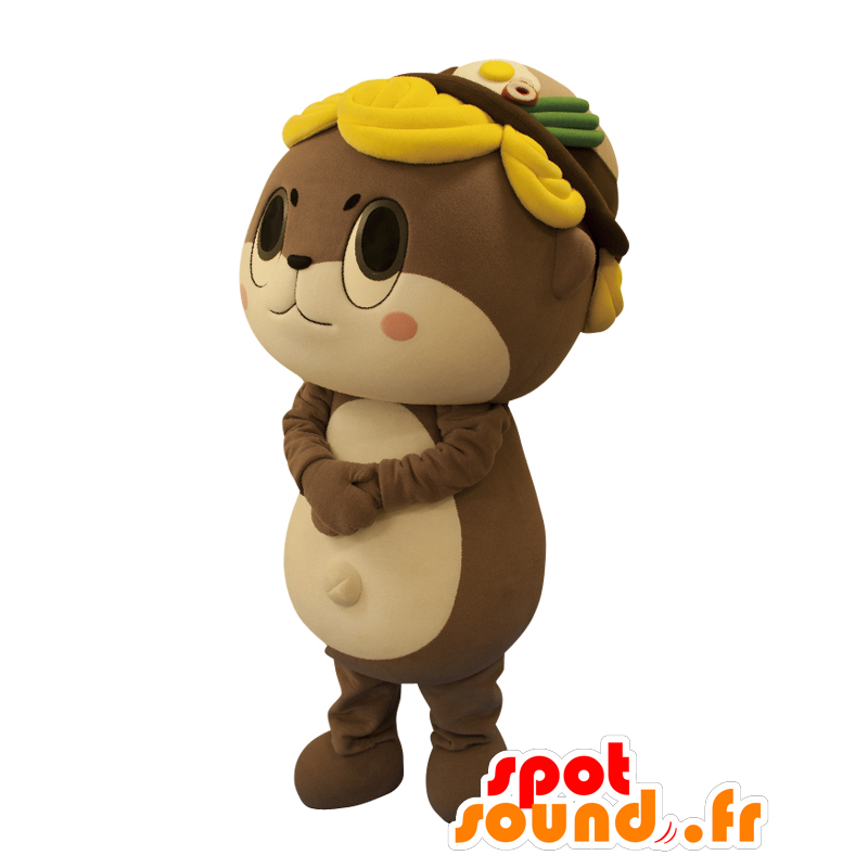 Mascotte de Shinjou-kun, lapin marron et blanc aux cheveux jaunes - MASFR25379 - Mascottes Yuru-Chara Japonaises