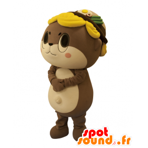 Mascot Shinjou-κουν, καφέ και λευκό κουνέλι με κίτρινα μαλλιά - MASFR25379 - Yuru-Χαρά ιαπωνική Μασκότ