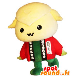 Atsumon mascotte, pecore giallo e verde con una veste rossa - MASFR25380 - Yuru-Chara mascotte giapponese