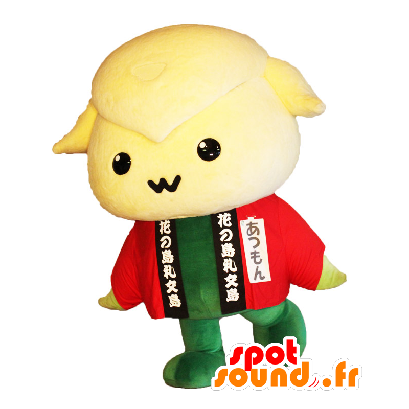 Atsumon mascot, yellow and green sheep with a red robe - MASFR25380 - Yuru-Chara Japanese mascots