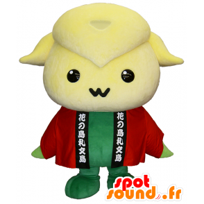 Μασκότ Atsumon, κίτρινο και πράσινο πρόβατα, με μια κόκκινη ρόμπα - MASFR25380 - Yuru-Χαρά ιαπωνική Μασκότ