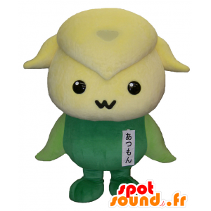 Mascot Atsumon, geel en groen schapen, met een rode mantel - MASFR25380 - Yuru-Chara Japanse Mascottes