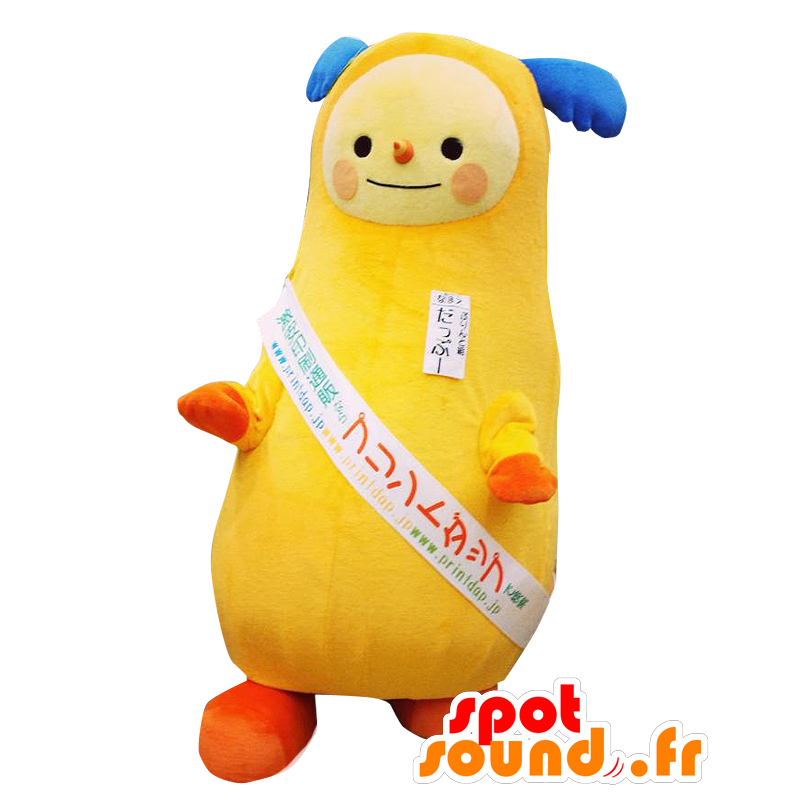 Dappuu mascot, yellow man, with blue elk horns - MASFR25383 - Yuru-Chara Japanese mascots