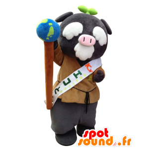 Ecoton mascot, gray pig, old man with a world map - MASFR25386 - Yuru-Chara Japanese mascots