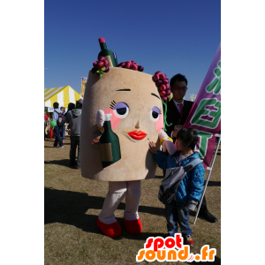 Mascot Miss Usuko, basket with grapes and bottles - MASFR25387 - Yuru-Chara Japanese mascots