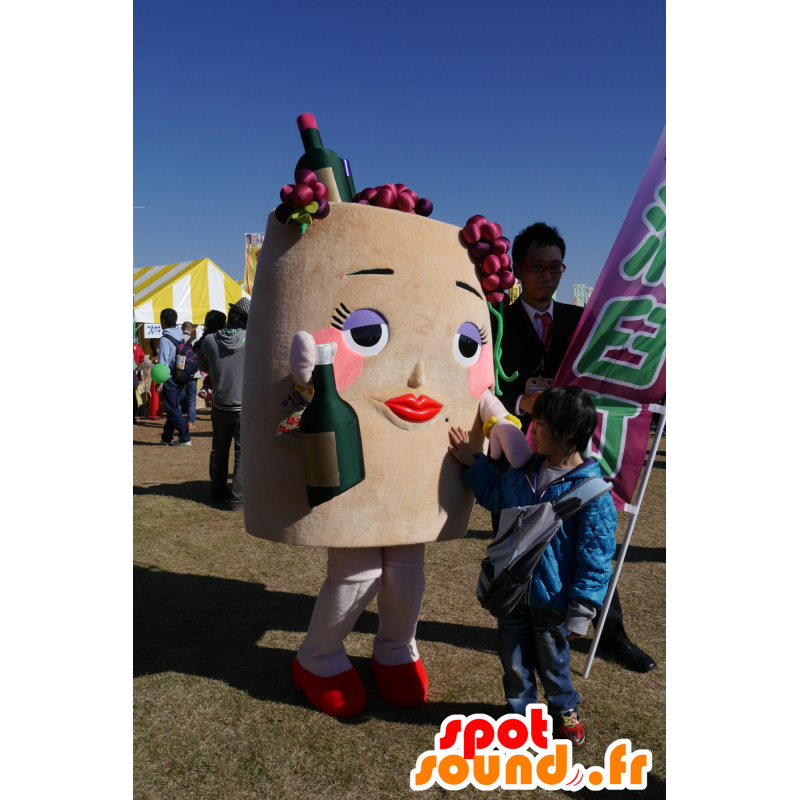 Mascot Miss Usuko, basket with grapes and bottles - MASFR25387 - Yuru-Chara Japanese mascots