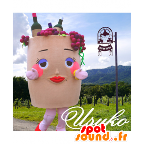 Mascot Fräulein Usuko, Korb mit Trauben und Flaschen - MASFR25387 - Yuru-Chara japanischen Maskottchen