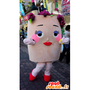 Mascot Fräulein Usuko, Korb mit Trauben und Flaschen - MASFR25387 - Yuru-Chara japanischen Maskottchen