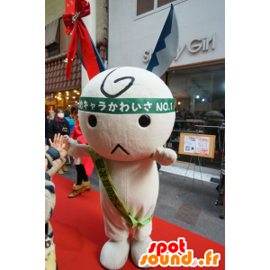Witte sneeuwman mascotte, met een rond hoofd en grappige - MASFR25391 - Yuru-Chara Japanse Mascottes