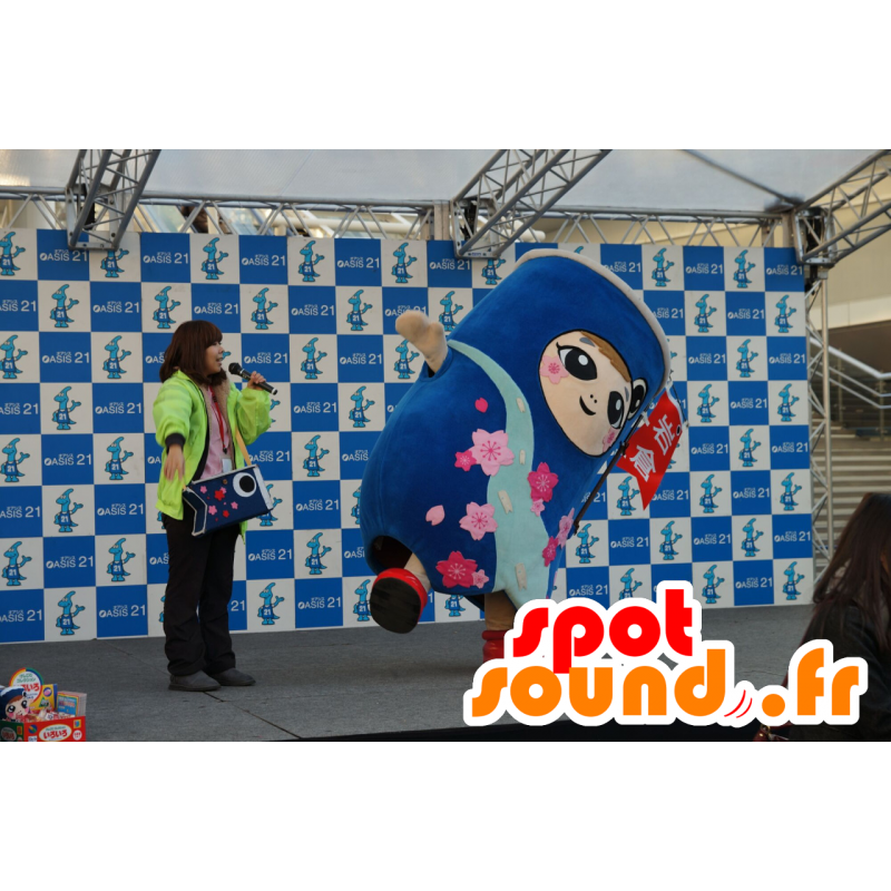 Mascot Liwakun, peixe azul, com flores - MASFR25394 - Yuru-Chara Mascotes japoneses