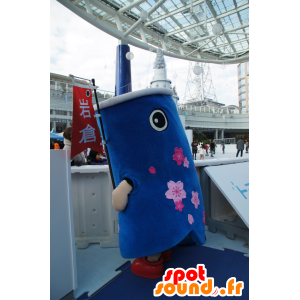Mascot Liwakun, sininen kala, kukkia - MASFR25394 - Mascottes Yuru-Chara Japonaises