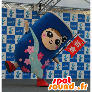 Liwakun Maskottchen, blauer Fisch, mit Blumen - MASFR25394 - Yuru-Chara japanischen Maskottchen