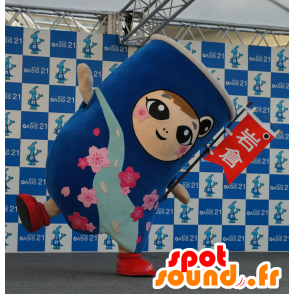 Mascot Liwakun, blå fisk, med blomster - MASFR25394 - Yuru-Chara japanske Mascots