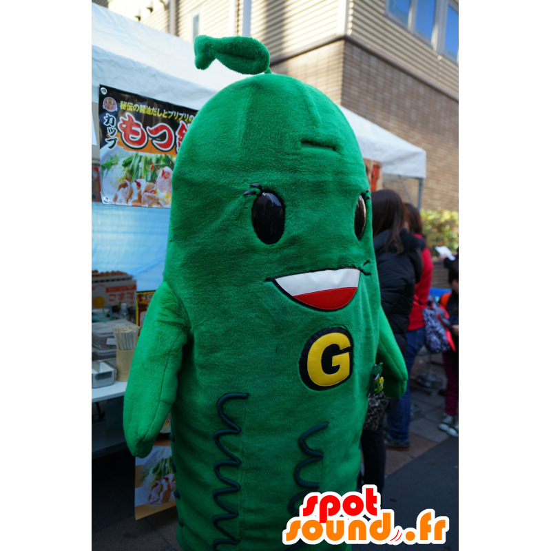 Mascotte de Chibi-Goya, cornichon vert géant et souriant - MASFR25396 - Mascottes Yuru-Chara Japonaises