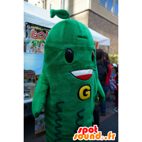 Mascot Chibi-Goya, giant pickle green and smiling - MASFR25396 - Yuru-Chara Japanese mascots