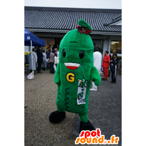 Maskotti Chibi-Goya, jättiläinen suolakurkkua vihreä ja hymyilevä - MASFR25396 - Mascottes Yuru-Chara Japonaises