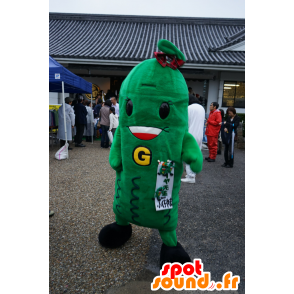 Mascot Chibi-Goya, giant pickle green and smiling - MASFR25396 - Yuru-Chara Japanese mascots