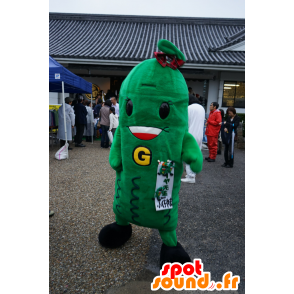 Mascotte de Chibi-Goya, cornichon vert géant et souriant - MASFR25396 - Mascottes Yuru-Chara Japonaises