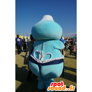 Mascotte de personnage bleu, de sumo bleu et blanc - MASFR25397 - Mascottes Yuru-Chara Japonaises