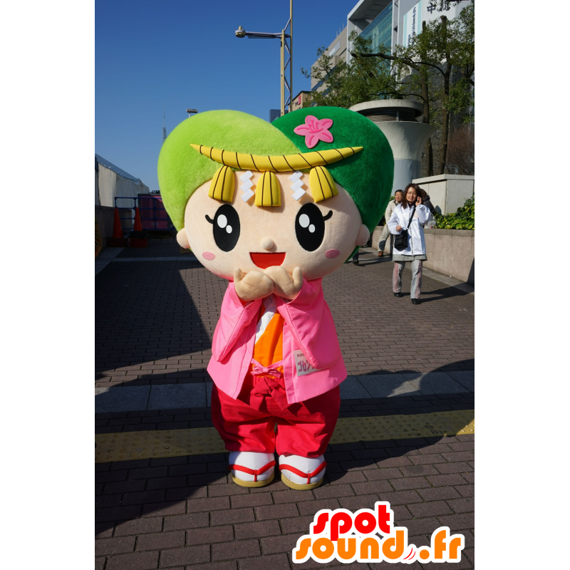 Mascot gekleurd meisje met hart-vormige kop - MASFR25398 - Yuru-Chara Japanse Mascottes