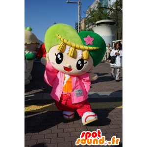 Mascot farget jente med hjerteformet hode - MASFR25398 - Yuru-Chara japanske Mascots