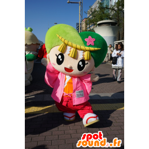 Mascot colored girl with heart-shaped head - MASFR25398 - Yuru-Chara Japanese mascots