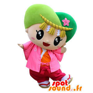Mascot gekleurd meisje met hart-vormige kop - MASFR25398 - Yuru-Chara Japanse Mascottes