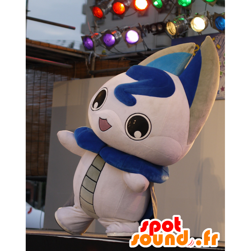 Mascot Ohzoneko, gato blanco y azul, lindo y original - MASFR25403 - Yuru-Chara mascotas japonesas