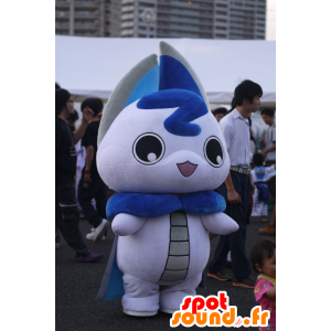 Mascot Ohzoneko, gato blanco y azul, lindo y original - MASFR25403 - Yuru-Chara mascotas japonesas
