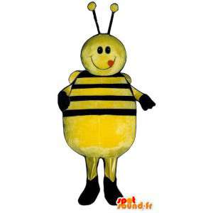 Mascotte de grosse abeille jaune et noir, souriante - MASFR006776 - Mascottes Abeille